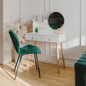 Toaletný stolík SCANDI 3 so zrkadlom biely / naturálny