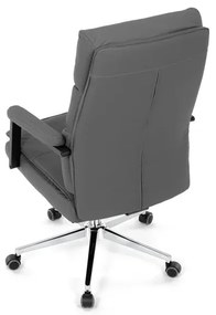 Židle kancelářská, šedá ekokůže, kříž kov chromový, houpací mechanismus, čalouněné područky