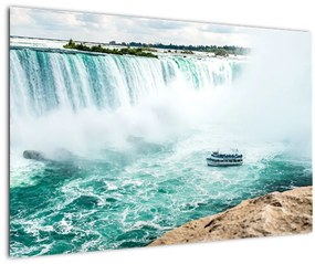 Obraz vodopádov s loďou (90x60 cm)