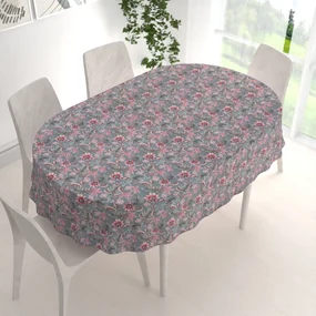 Biante Dekoračný oválny obrus PML-043 Tropické kvety na sivom 100x140 cm
