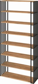 Regál na knihy z kovu a dubového dreva Malaga Loft 212x104x30 cm D8