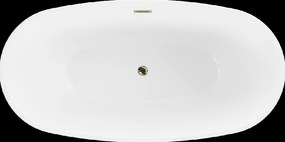 Mexen Eris, voľne stojaca vaňa 170 x 85 cm + zlatá zátka a sifón automat, biela-čierna, 53441708575-G