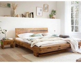 furniture-nabytek.cz - Masívna posteľ Sendai z recyklovanej borovice, lakovaná, hnedá – 155×220×75 cm