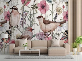 Gario Fototapeta Vtáky a motýle na lúke s poľnými kvetmi Materiál: Vliesová, Rozmery: 400 x 280 cm