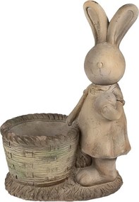 Béžová antik dekorácia králičice s kvetináčikom - 38*22*49 cm