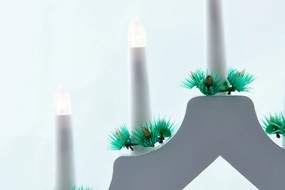 DECOLED Vianočný svietnik, 40 x 5 x 32 cm, biely, napájaný batériami 2x AA