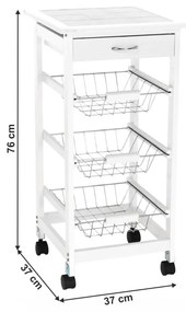 Tempo Kondela Servírovací vozík, biela, KORUS