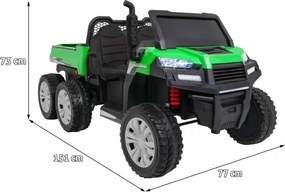 Ramiz Farmárske nákladné auto pre 2 deti Zelené + 4x4 + Diaľkové ovládanie + Kiper + LED Audio