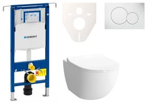 Cenovo zvýhodnený závesný WC set Geberit do ľahkých stien / predstenová montáž + WC VitrA VitrA Shift SIKOGES4N1