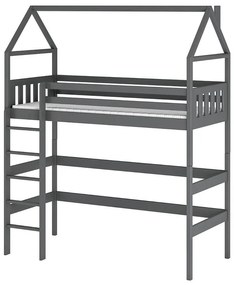 Poschodová posteľ Domček Gloria 90x200 grafit