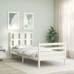 Rám postele s čelom biely 100x200 cm masívne drevo 3194107