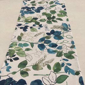 Behúň obrus 135x40 cm Modro-zelené listy