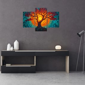 Obraz - Strom života a slnko v mozaike (90x60 cm)