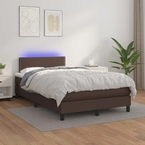 Boxspring posteľ s matracom a LED hnedá 120x200 cm umelá koža 3134156