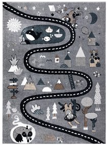Dywany Łuszczów, Detský kusový koberec Fun Route Street animals grey, 180x270, šedá, detská izba