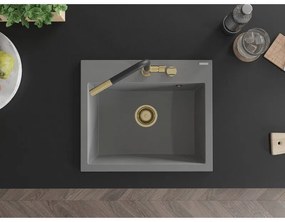 Mexen Oscar, 1-komorový granitový drez 580x490x205 mm, šedá, 6519581000-71-G