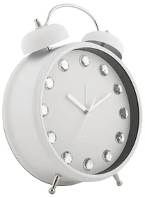 Karlsson 6019WH dizajnové stolové hodiny/budíkbiely, priemer 30 cm