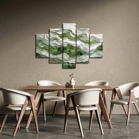 Obraz - Zelenobiele vlnky (150x105 cm)