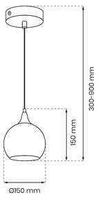 Závesné svietidlo Monte, 1x zlaté sklenené tienidlo, (fi 15cm), g