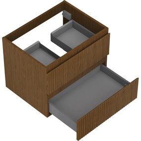 Mexen Rivel, kúpeľňová skrinka 60 cm, 2 zásuvky, drážkovaná, orech, 91A20-06047-2-BFF86