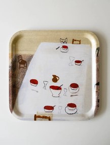 Fine Little Day Servírovací podnos Kitten with Soup 32 × 32 cm
