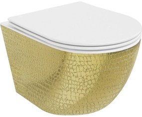 Mexen Lena, závesná toaletná misa 480x360x355 mm, biela - zlatý vzor, 30224008
