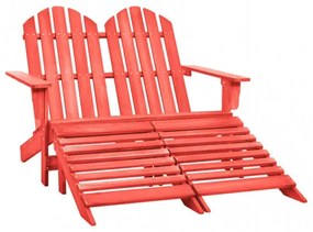 vidaXL 2-miestna záhradná stolička a taburetka Adirondack jedľový masív červená-