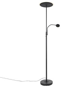 Moderná stojaca lampa čierna vrátane LED stmievateľná s čítacím ramenom - Strela