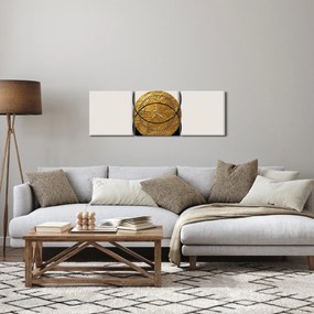 Obraz - Abstrakcia zlatá a biela N⁰2 (s hodinami) (90x30 cm)