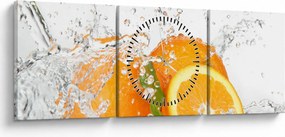 Obraz - Šťavnaté pomaranče (s hodinami) (90x30 cm)