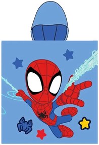 Detské plážové pončo - bavlnená osuška s kapucňou Spidey - 100% bavlna - 55 x 110 cm - pre deti od 3 do 6 rokov