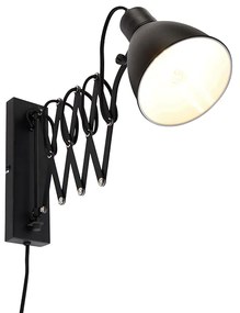 Priemyselná nástenná lampa čierna s nastaviteľným ramenom - Merle