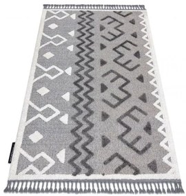 Koberec MAROC P659, sivá - strapce, vzor Aztécký, Etno, Berber, Maroko, Shaggy Veľkosť: 180x270 cm