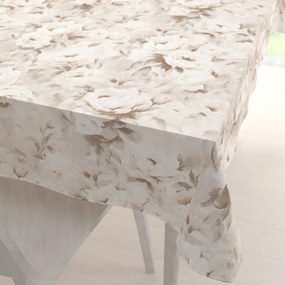 Biante Bavlnený obdĺžnikový obrus Sandra SA-519 Pivonky na béžovom 120x140 cm