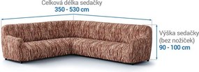 Bielastické poťahy UNIVERSO NOVÉ žíhané hnedé rohová sedačka (š. 350 - 530 cm)