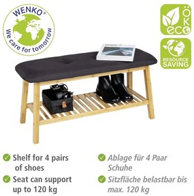 Čierna/prírodná bambusová polica s lavicou Ecori - Wenko