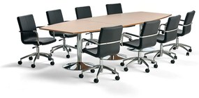Zostava: Stôl Flexus, 3200x1200 mm, buk + 8 konferenčných stoličiek Delta