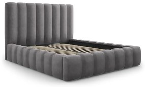 Sivá čalúnená dvojlôžková posteľ s úložným priestorom s roštom 180x200 cm Kelp – Micadoni Home