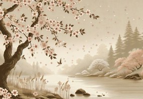 Fototapeta - Sakura pri rieke (147x102 cm)