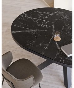 Čierny okrúhly rozkladací jedálenský stôl s keramickou doskou ø 160 cm Vashti – Kave Home