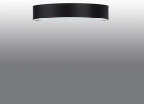 Stropné svietidlo Skala, 1x čierne textilné tienidlo, (biele sklo), (fi 80 cm)