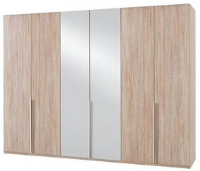 Skříň Moritz  - 270x236x58 cm (dub, zrcadlo)