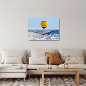 Sklenený obraz - Let nad zimnou krajinou (70x50 cm)