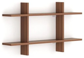 Kancelárska nástenná polica dvojitá SOLID, 1250 x 200 x 700 mm, orech