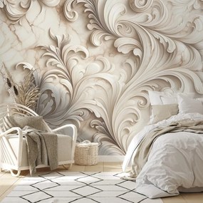 Tapeta elegantné béžové ornamenty na mramore
