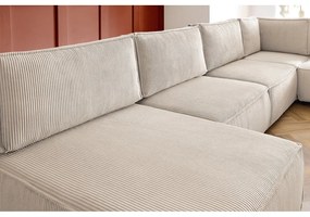 Krémovobiela menčestrová rohová pohovka (do tvaru "U"/variabilná) Nihad modular – Bobochic Paris