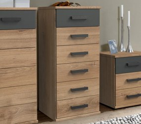 Úzka skrinka so zásuvkami Cork, 46 cm, doskový dub/grafit