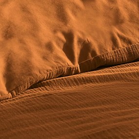 Oranžové/hnedé mušelínové obliečky na dvojlôžko/predĺžené 240x220 cm Angelia – douceur d'intérieur