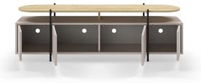 Sivo-béžový TV stolík v dekore duba 160x48 cm Hinoa – Marckeric