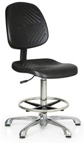Pracovná stolička PUR Classic s klzákmi, bez podpierok rúk, vysoká, kovový kríž, permanentný kontakt
